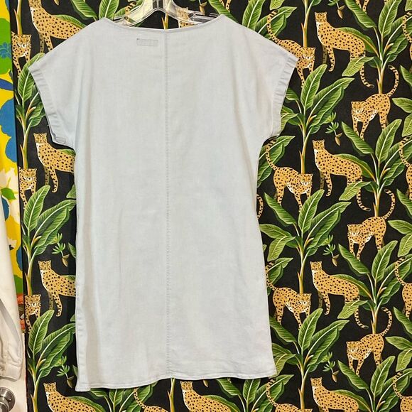 Vintage 90s y2K Boxy Denim Chambray Shirt Dress Size Small - Picture 5 of 10